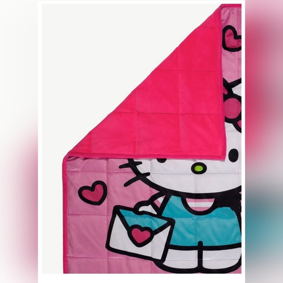 ❤️Hello Kitty❤️PLUSH Hearts & Rainbows Weighted Blanket 36'' x 48'' NIB - Picture 2 of 4